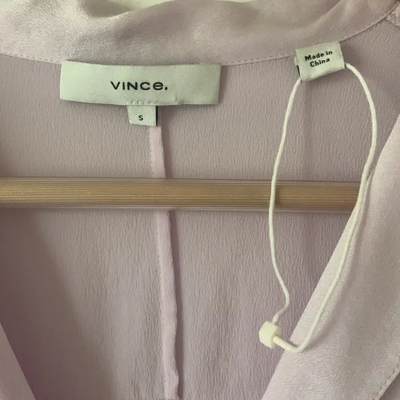 NEW Vince Satin 100% Silk Pajama Shirt Blouse, Pale Iris (Purple) Size S $295 - Picture 8 of 10